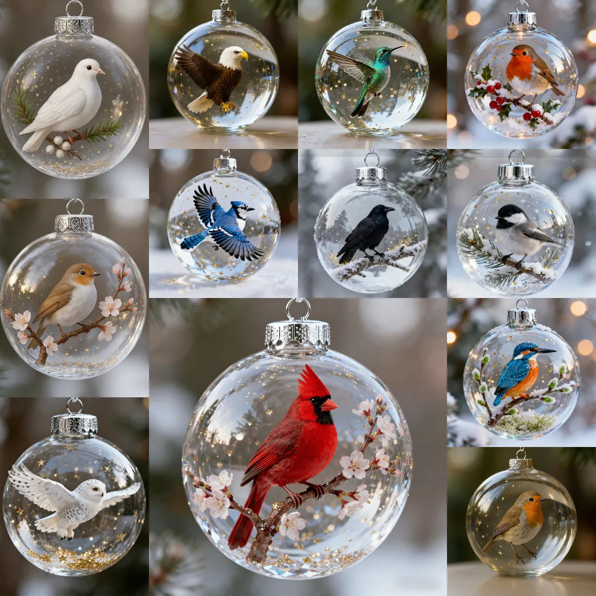 🐦Nature’s Birds Crystal Glass Ornament Gift Set