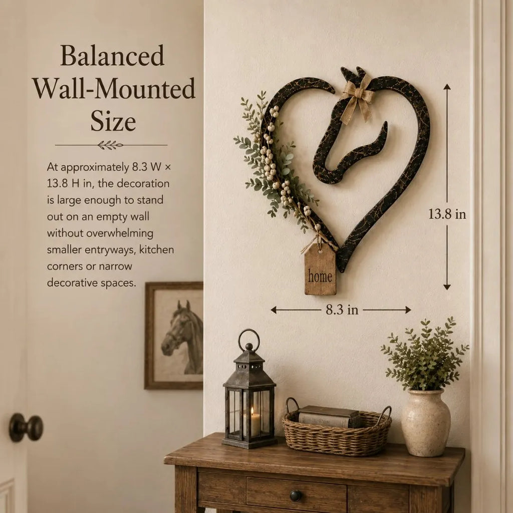 🎉Rustic Horse Heart Wall Decor with Greenery 💜– ✨Farmhouse Equestrian Home Accent