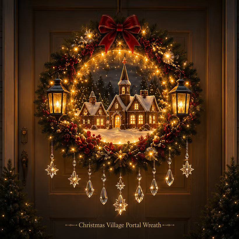 👼 Moonlit Wreath Collection – Lighted Holiday Door Decor 🎄