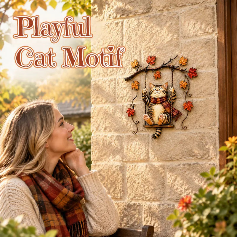 🍁Autumn Cat Metal Wall Decor🐱