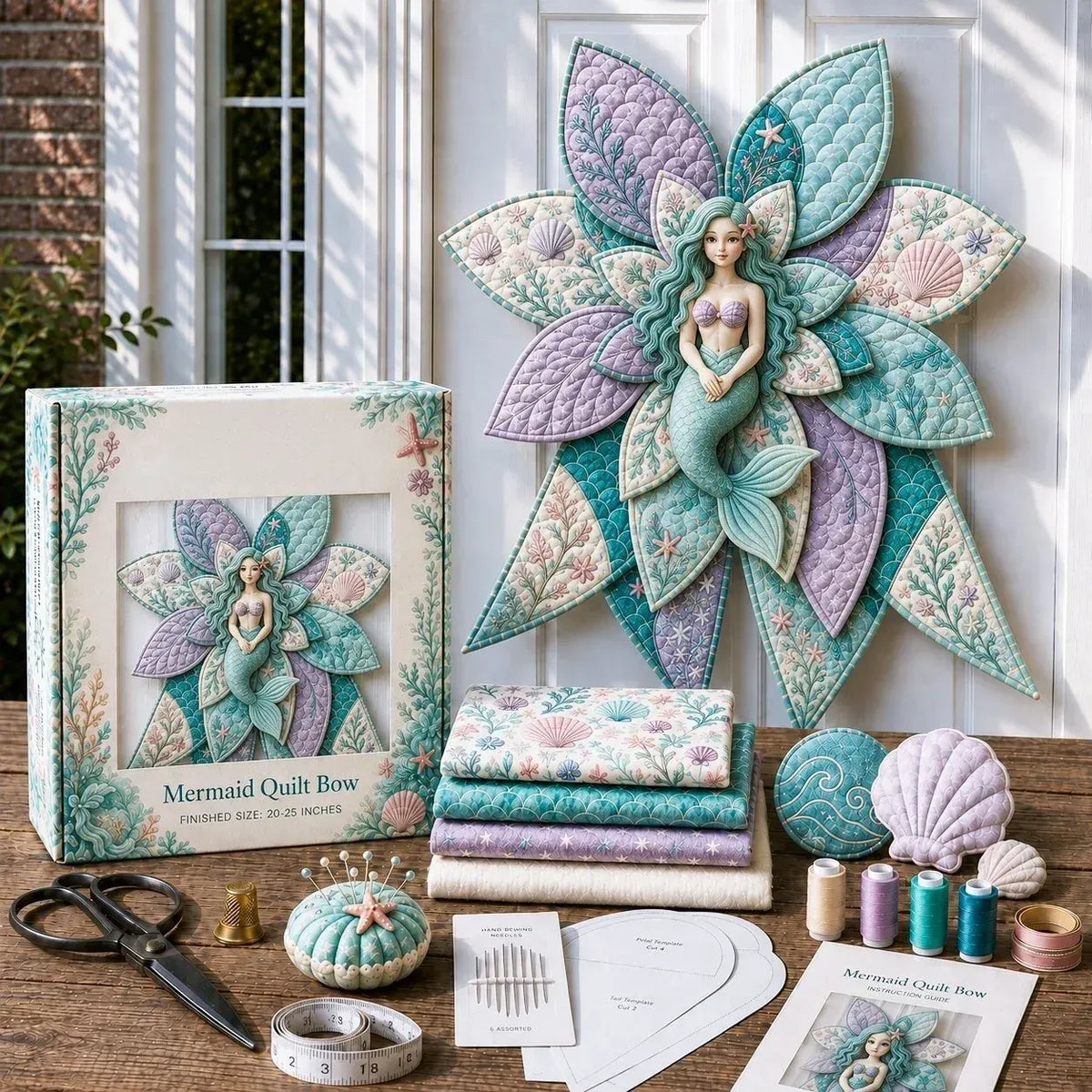 🎀 Beginner-Friendly Oversized Quilted Bow Sewing Kit | Coordinated Printed Fabrics, Batting, Pre-Designed Templates & Complete Supplies for a 3D Statement Bow ✨
