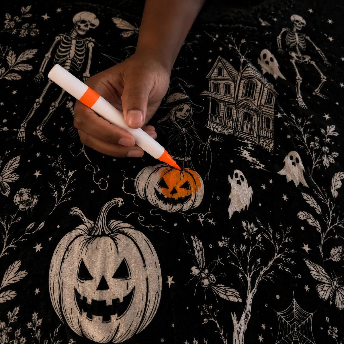🎃👻Trick Or Trace Halloween Coloring Blanket🎨