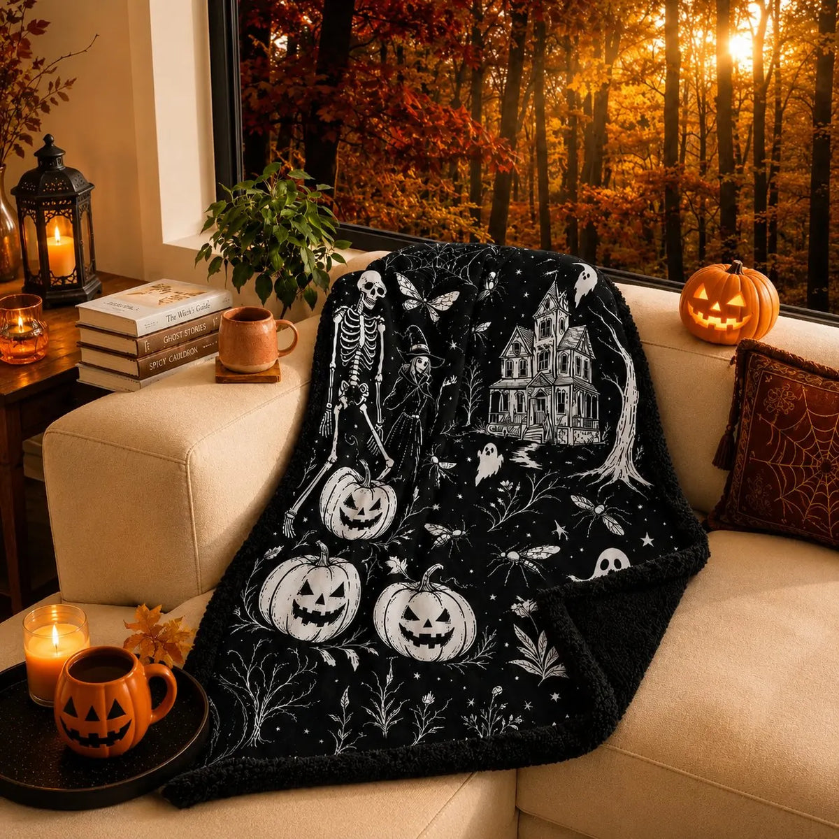 🎃👻Trick Or Trace Halloween Coloring Blanket🎨