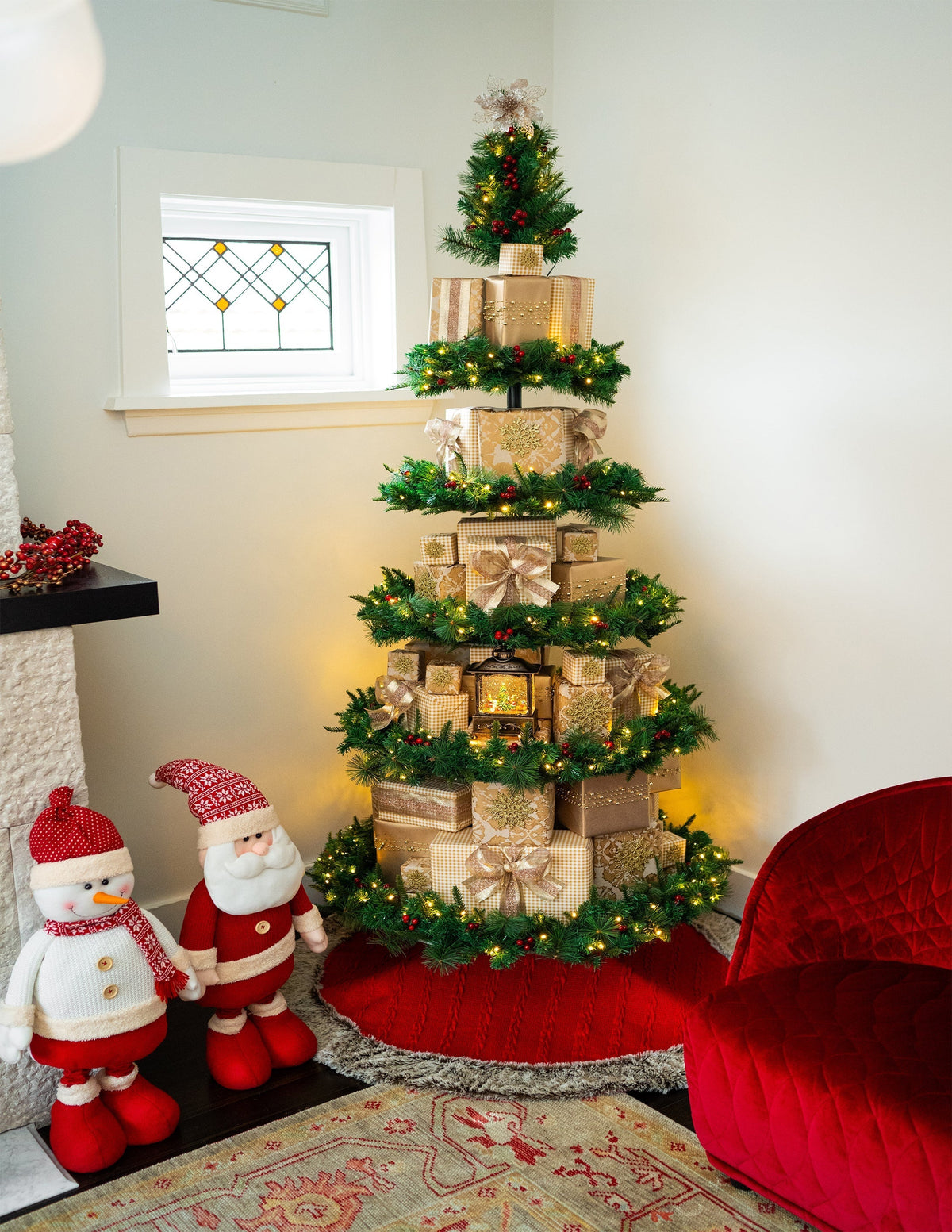 7ft Adjustable Pre-Lit LED Christmas Tree