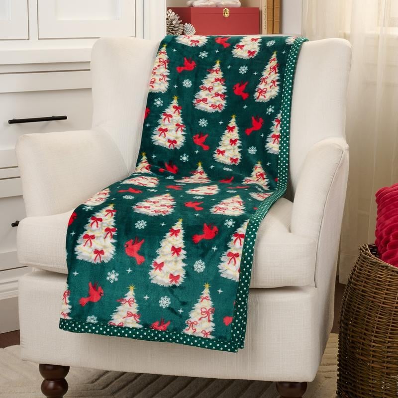 💖Christmas Festive Print Throw Blanket with Border