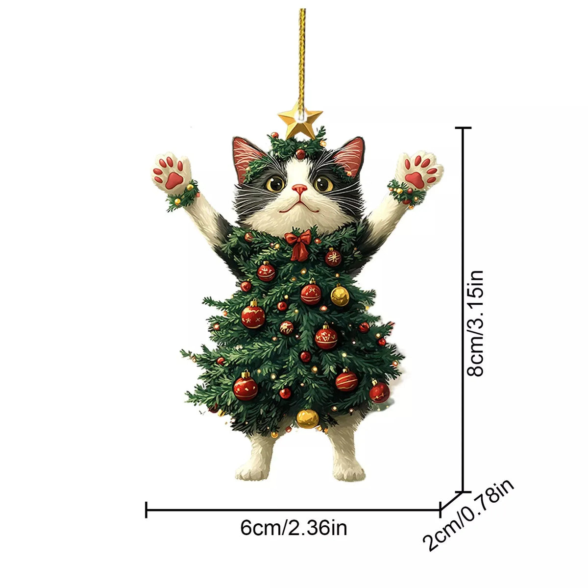 🎄Funny Black and White Cats Christmas Ornament