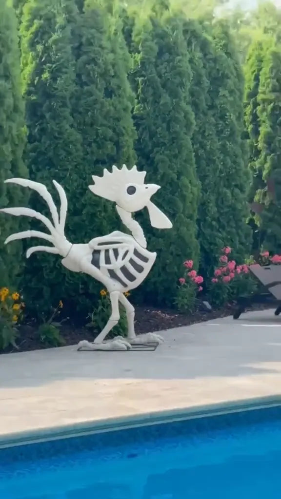 New! Red Shed 6 ft. Halloween Skeleton Rooster