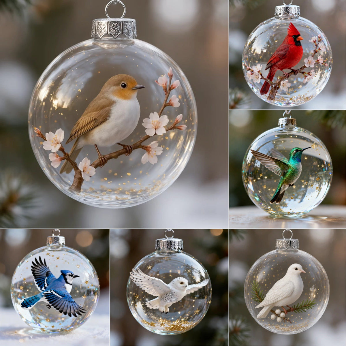 🐦Nature’s Birds Crystal Glass Ornament Gift Set