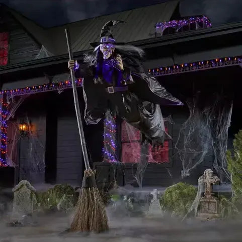 💝Lowest Price✨12 ft. Giant Sized Animated LED Hovering Witch