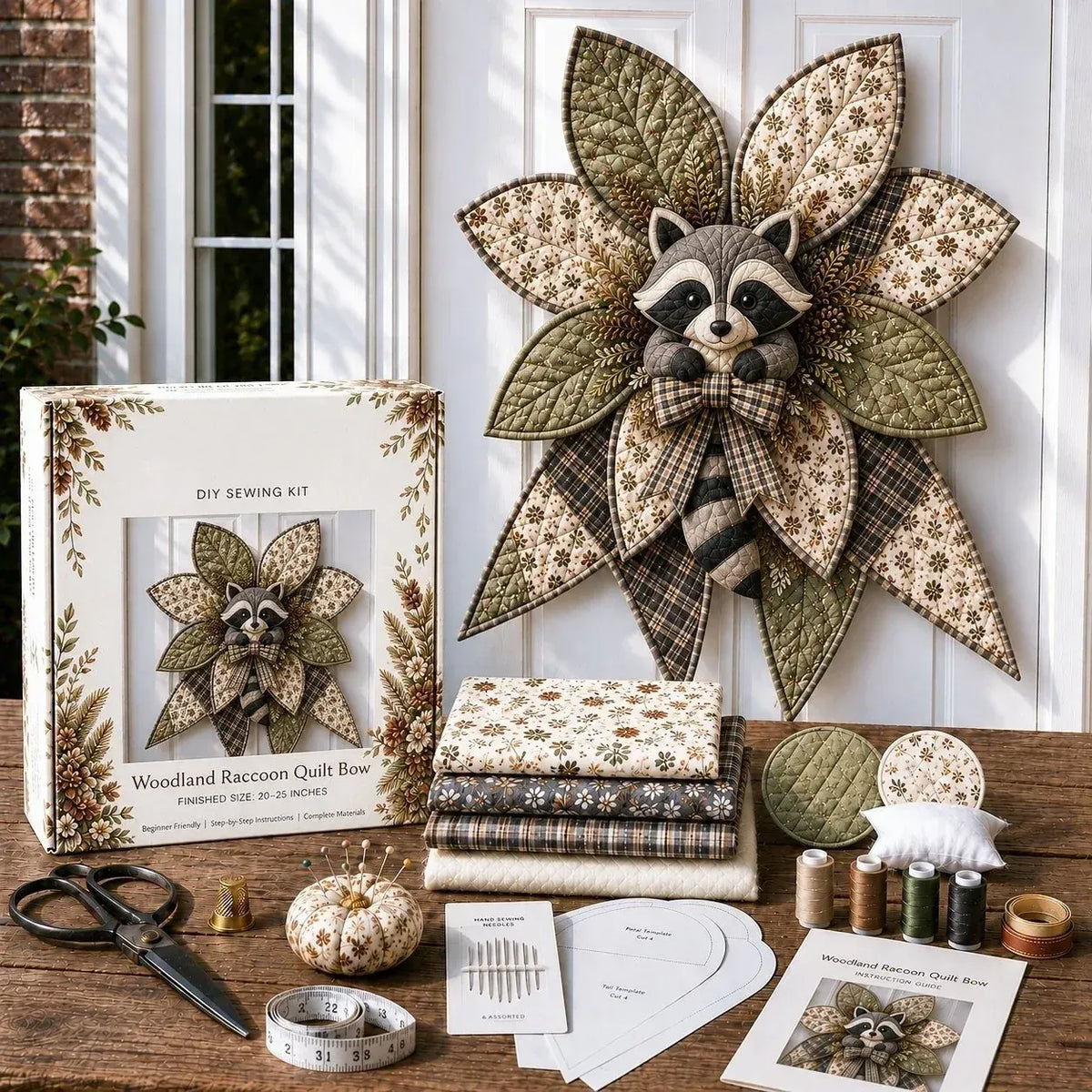 🎀 Beginner-Friendly Oversized Quilted Bow Sewing Kit | Coordinated Printed Fabrics, Batting, Pre-Designed Templates & Complete Supplies for a 3D Statement Bow ✨