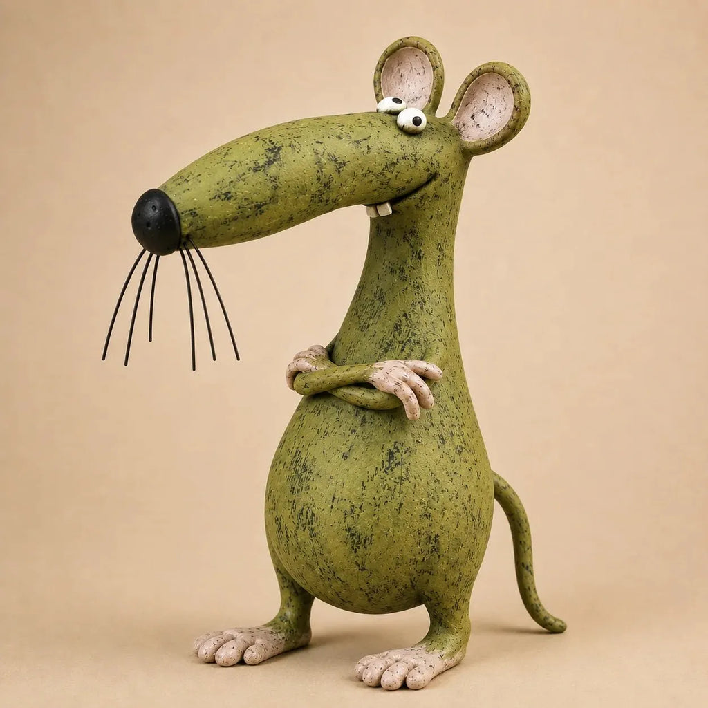 Whimsical Vintage Mouse & Cat Figurine