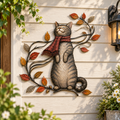 Autumn Cat Metal Wall Decor