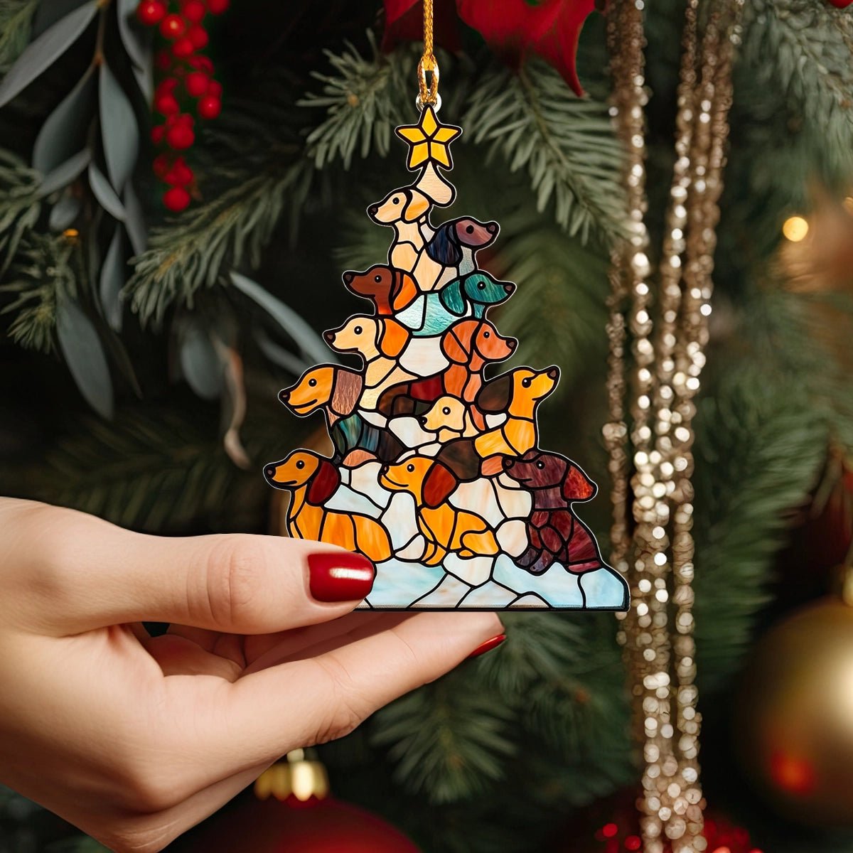 Cute Dachshund Christmas Tree Ornament