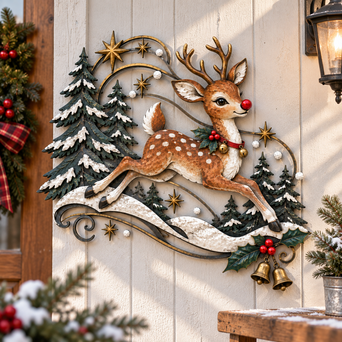 Christmas Reindeer Metal Wall Decor