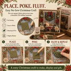 Premium 3D Christmas Fabric Poke Art Kit | No-Sew Holiday Craft with Pre-Punched Board, Fabric Squares & Display Stand