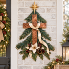 Christmas Cross Tree Metal Wall Decor