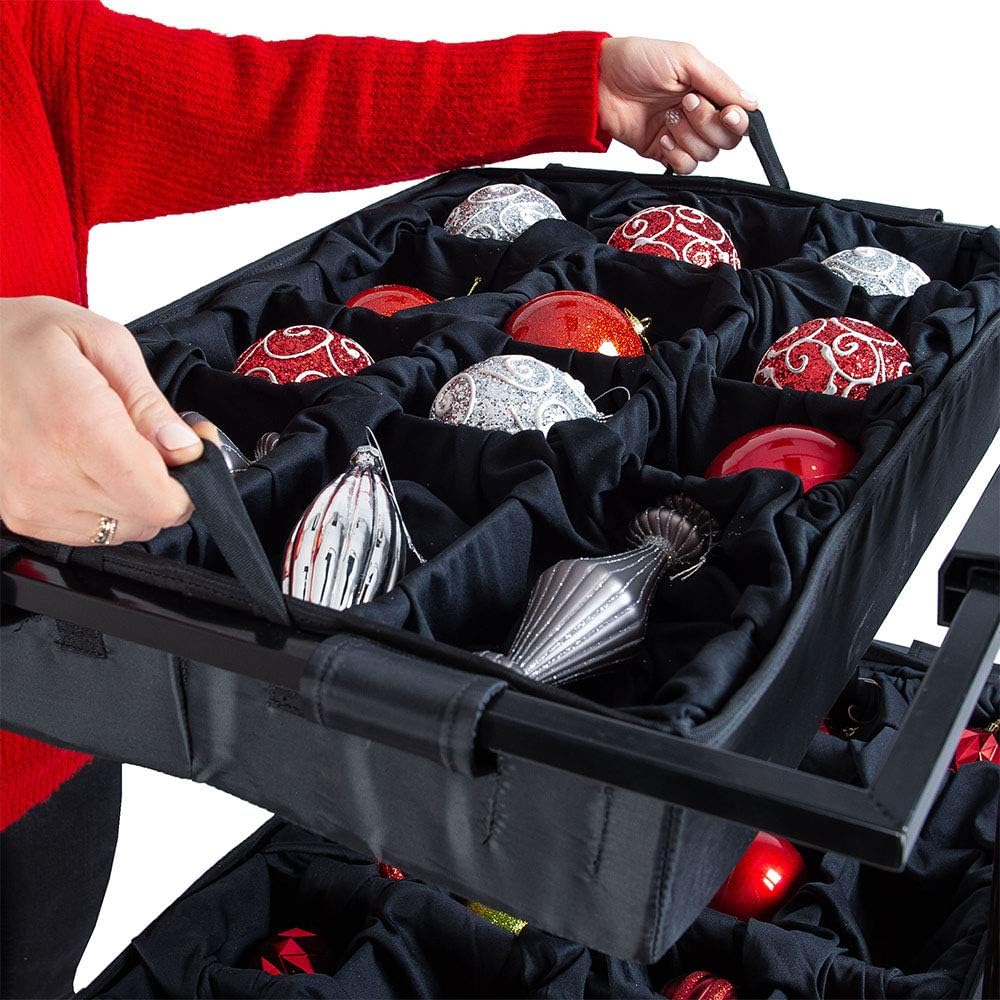 🎄✨ 120-Piece Christmas Ornament Storage Box – 5 Removable Trays & Adjustable Dividers