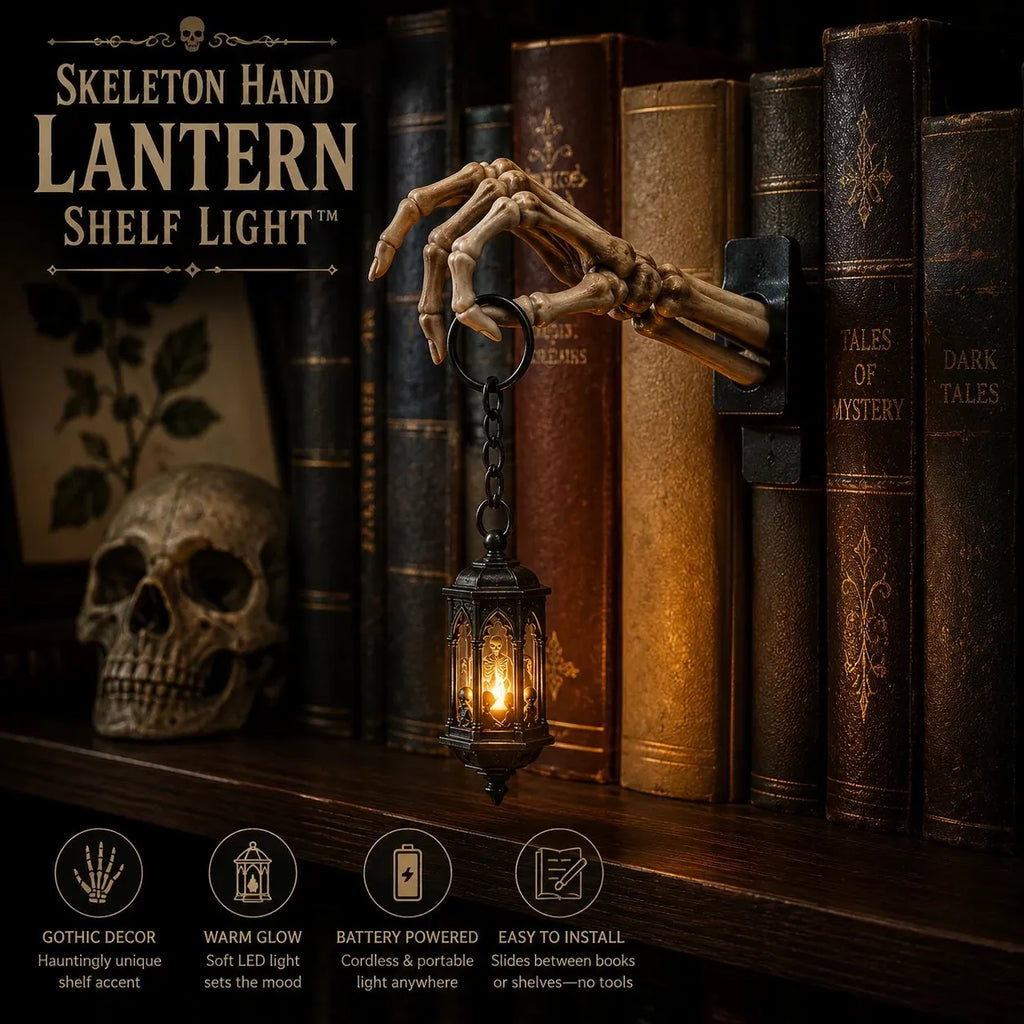 💀 Skeleton Hand Lantern Bookshelf Light