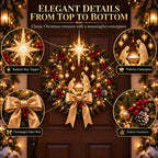 🕊️ Lighted Nativity Christmas Wreath – Star of Bethlehem Front Door Decor ✨