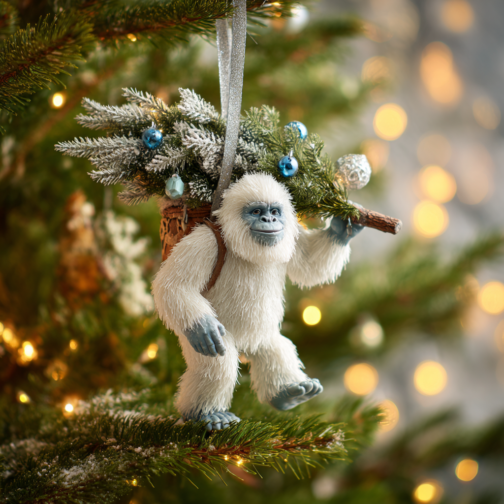 🎄👣 Bigfoot Christmas Ornament – Myth Meets Holiday Magic 🌟