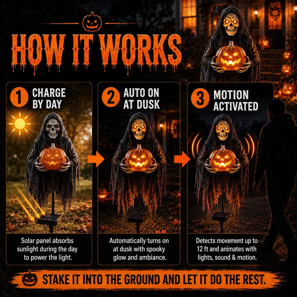 💀 Soul CollectorTM Pumpkin Edition Animated Halloween Yard Decoration