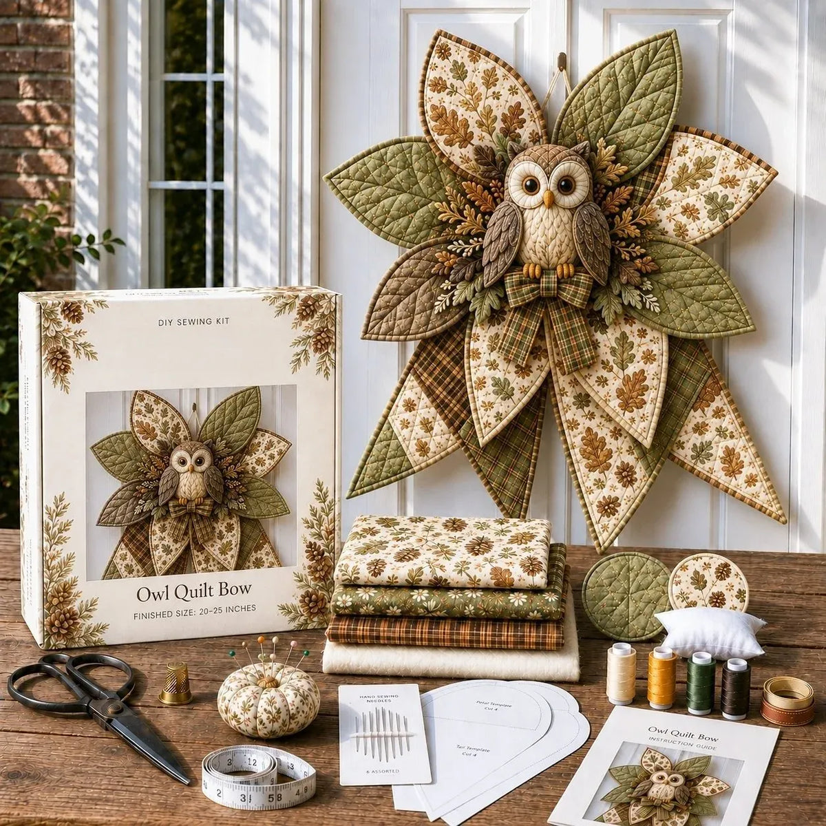 🎀 Beginner-Friendly Oversized Quilted Bow Sewing Kit | Coordinated Printed Fabrics, Batting, Pre-Designed Templates & Complete Supplies for a 3D Statement Bow ✨