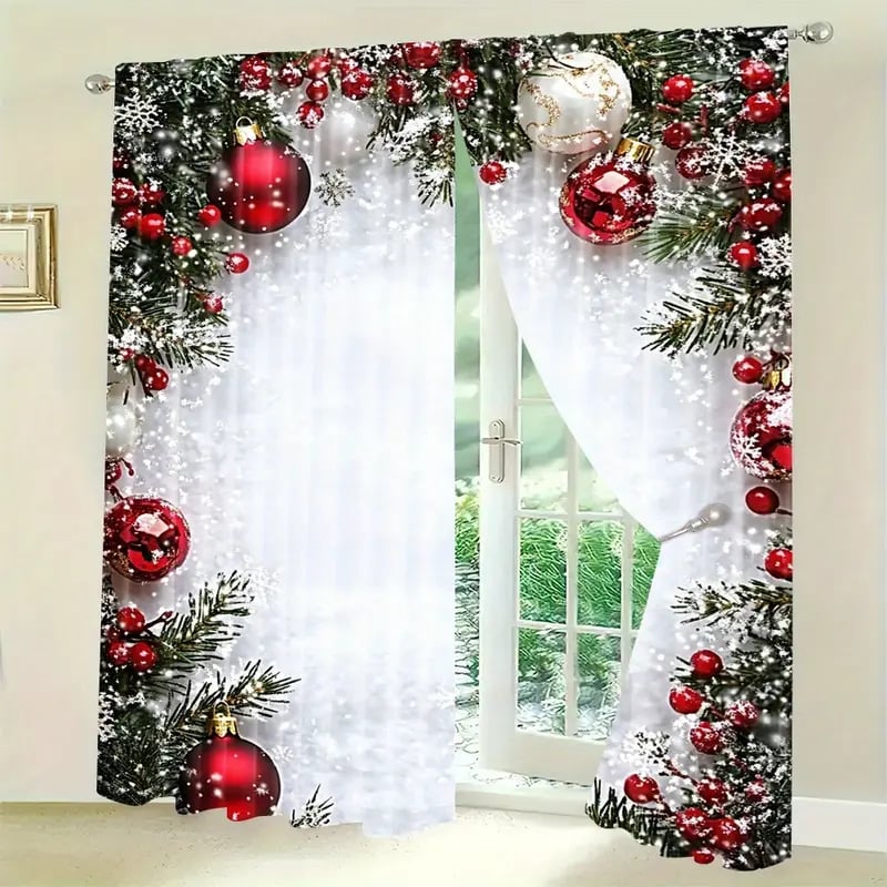 Christmas ball holiday printed curtains