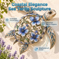 🐢 Sea Turtle Wall Sculpture — Enameled Floral Coastal Art with Textured Metal Scales