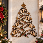 Christmas Horse Tree Metal Wall Decor
