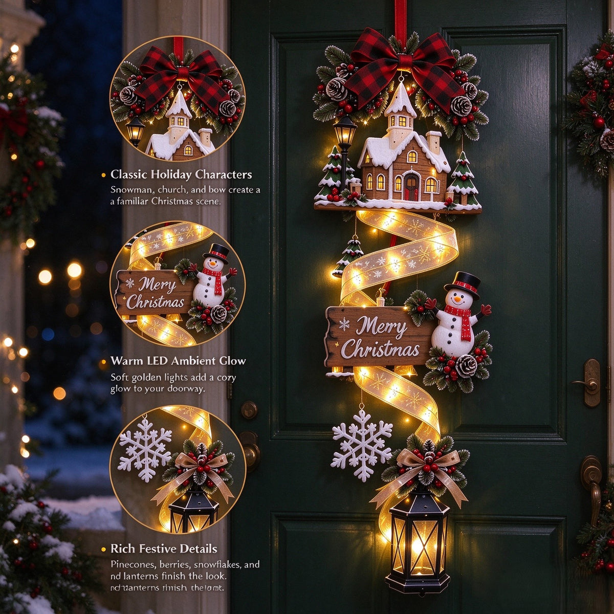 🔥Last Day 49% OFF⛄ ✨Snowman Christmas LED Door Cascade Decor✨
