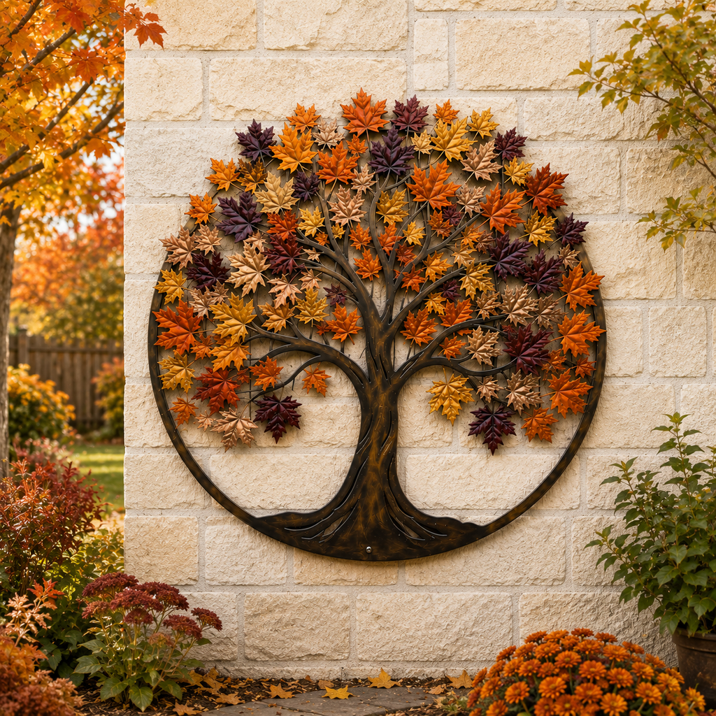 Metal Autumn Tree Metal Wall Art