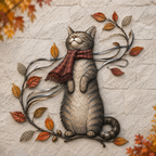 Autumn Cat Metal Wall Decor