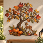 Autumn Tree of Life with Deer & Squirrel Metal Wall Decor