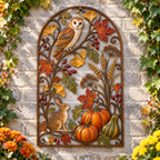 Autumn Owl & Rabbit Harvest Metal Wall Decor