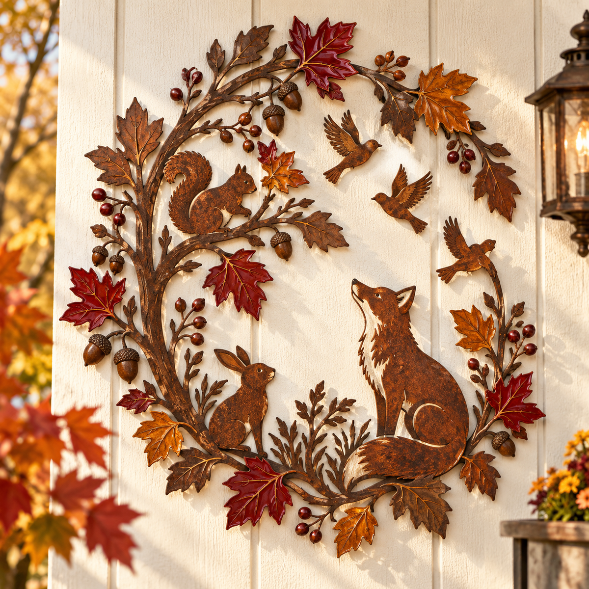 Autumn Woodland Animals Metal Wall Decor
