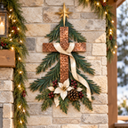 Christmas Cross Tree Metal Wall Decor