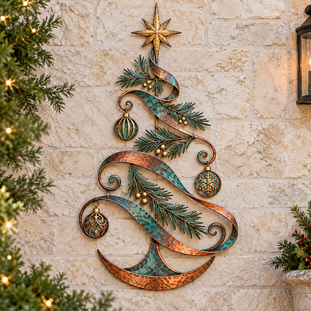 Rustic Christmas Tree Metal Wall Decor