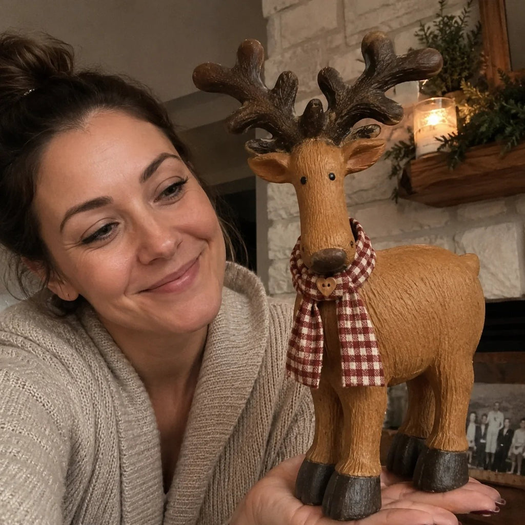 Rustic Farmhouse Reindeer Figurine