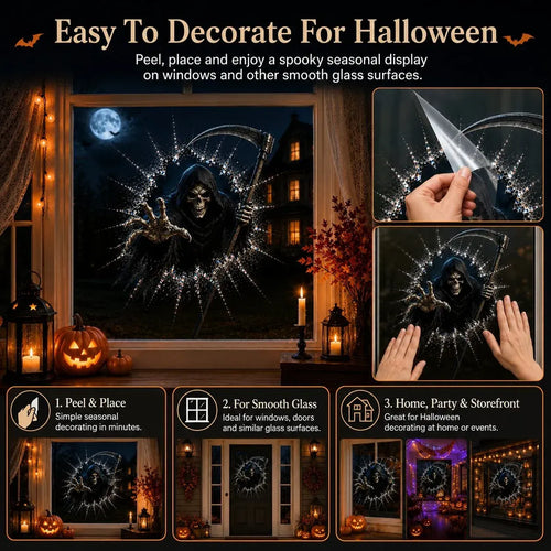 3D Crack Glass Spooky Decorations for a Haunted Halloween Scene
