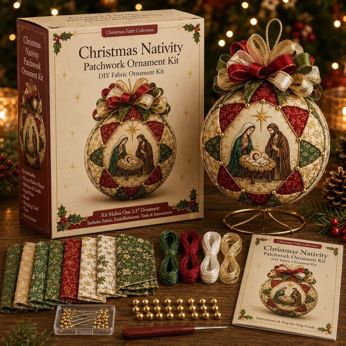 ✝️ Beginner-Friendly DIY Christmas Nativity Patchwork Ornament Kit Collection