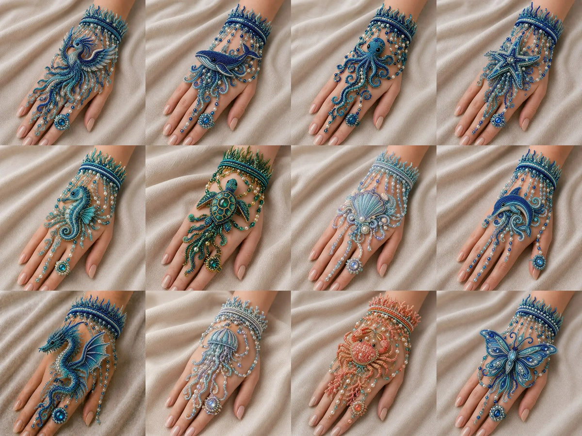 🌊 DIY Ocean Beaded Hand Bracelet Kit