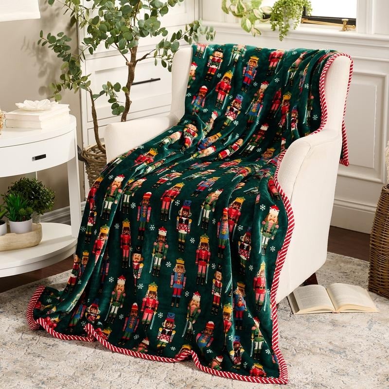 💖Christmas Festive Print Throw Blanket with Border