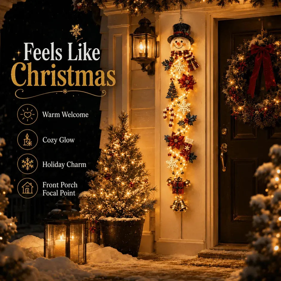 Glowing Christmas Door Hanger | 6 Festive Lighted Designs with Warm Glow, Dimensional Details & Space-Saving Vertical Décor ✨
