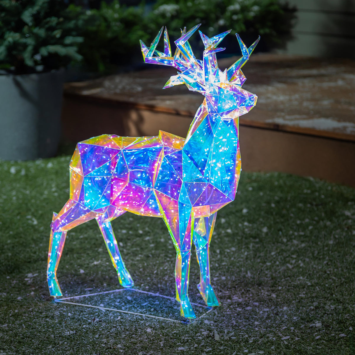 Season to Sparkle Garden Statue, LED PVC Statue, Iridescent Deer, 28"H