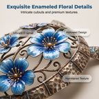 🐢 Sea Turtle Wall Sculpture — Enameled Floral Coastal Art with Textured Metal Scales