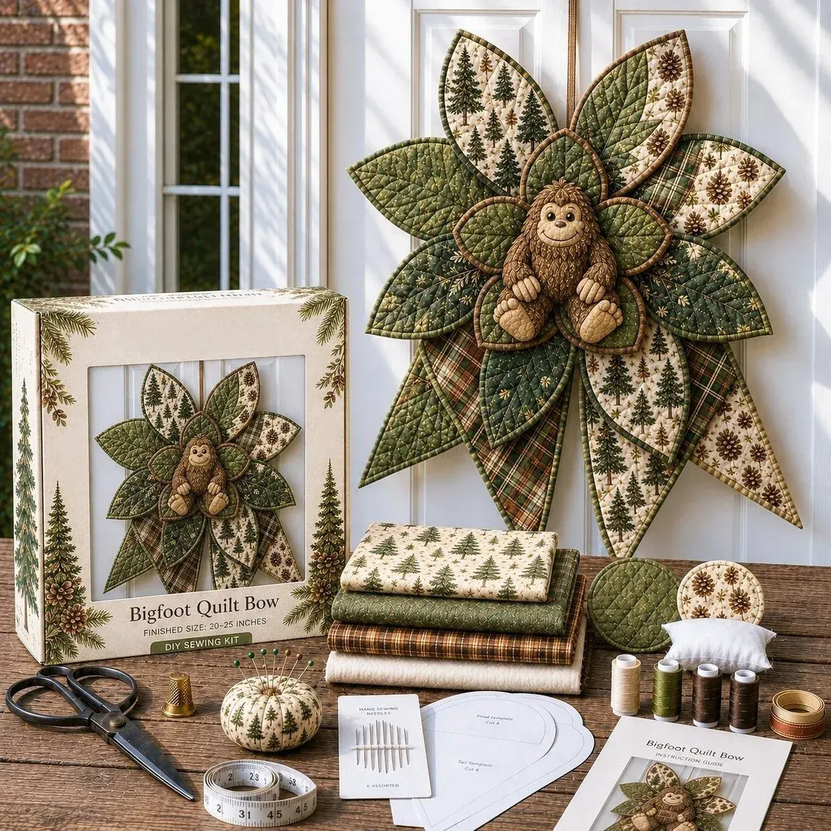 🎀 Beginner-Friendly Oversized Quilted Bow Sewing Kit | Coordinated Printed Fabrics, Batting, Pre-Designed Templates & Complete Supplies for a 3D Statement Bow ✨