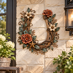 Western Horseshoe Floral Metal Wall Decor