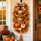 Lighted Harvest Fall Door Decor with Warm LED Lights