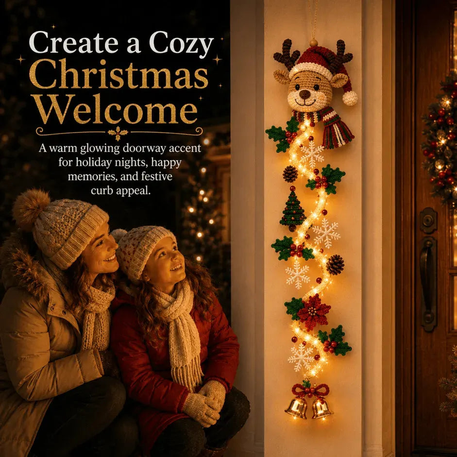 Glowing Christmas Door Hanger | 6 Festive Lighted Designs with Warm Glow, Dimensional Details & Space-Saving Vertical Décor ✨