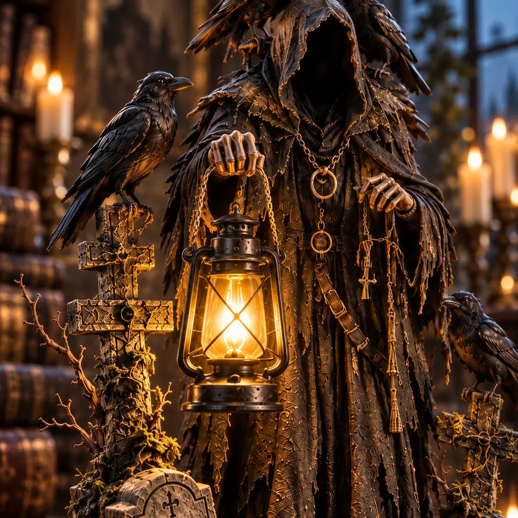 Raven Guardian Lantern Statue 🏮 Keeper of the Last Light